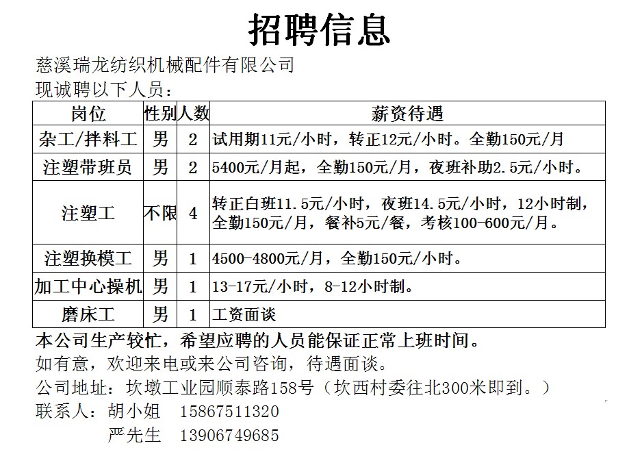 包集镇招工信息最新招聘动态